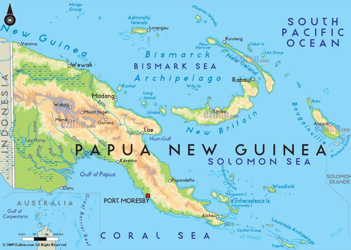 zemljevid glavnega mesta papua nova gvineja