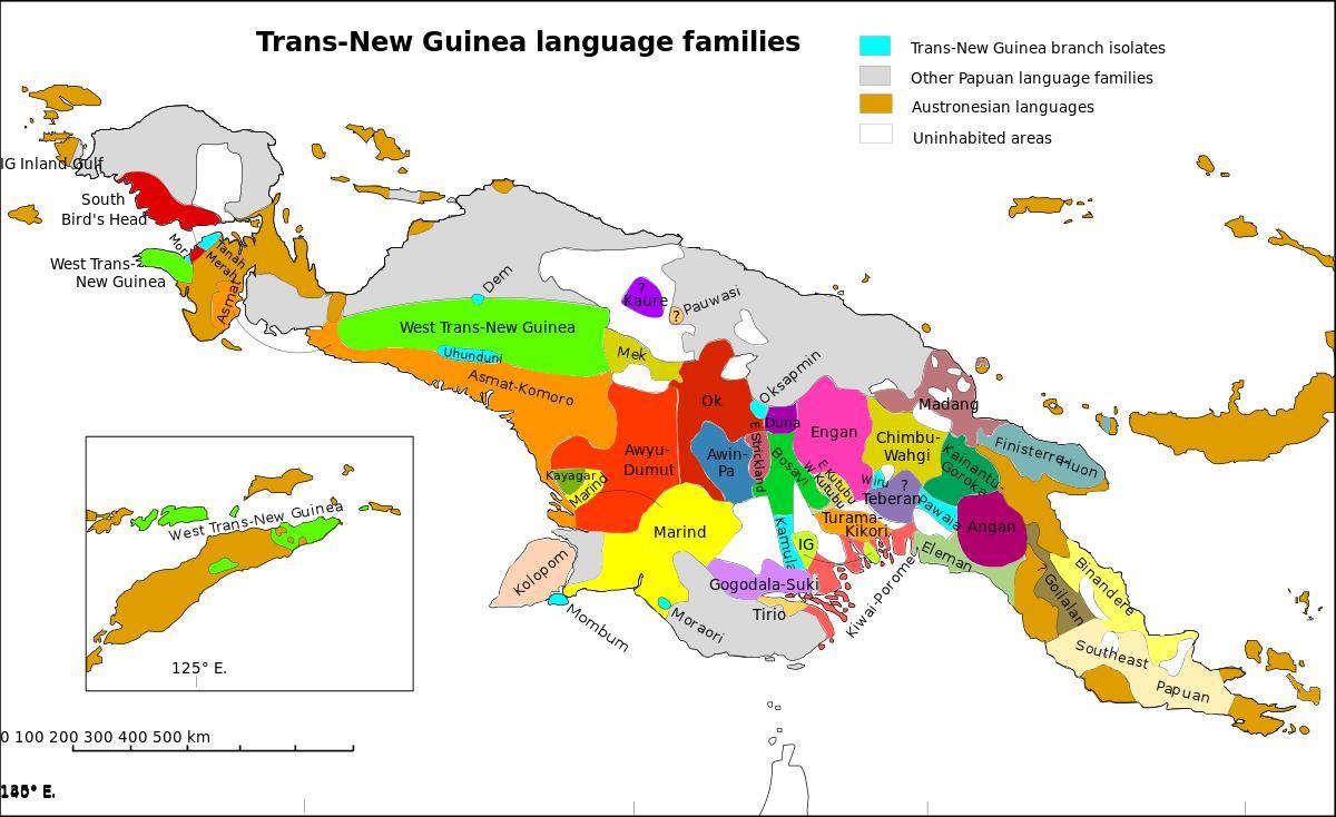 zemljevid papua nova gvineja jezik
