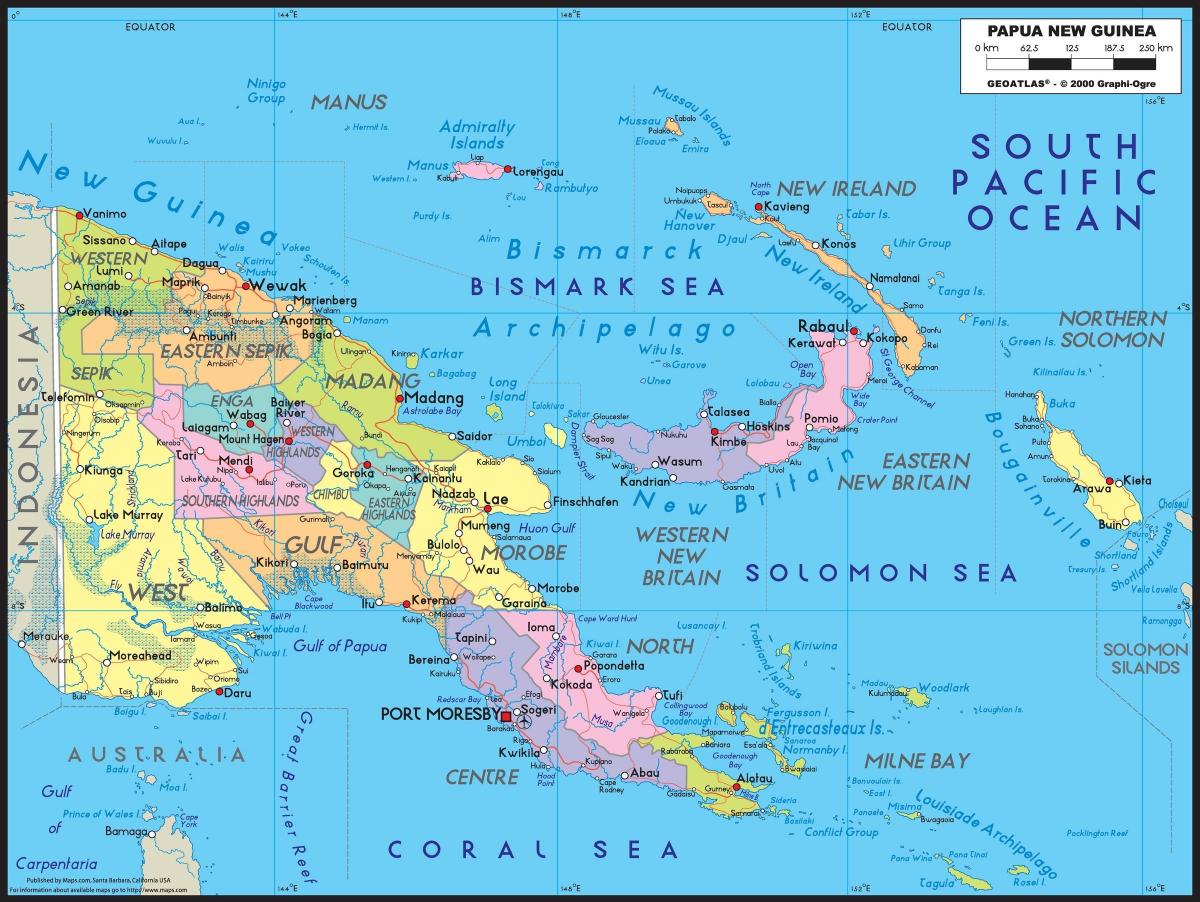 podroben zemljevid papui novi gvineji